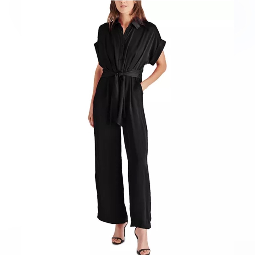 Steve Madden Tori Button Front Tie Waist Jumpsuit